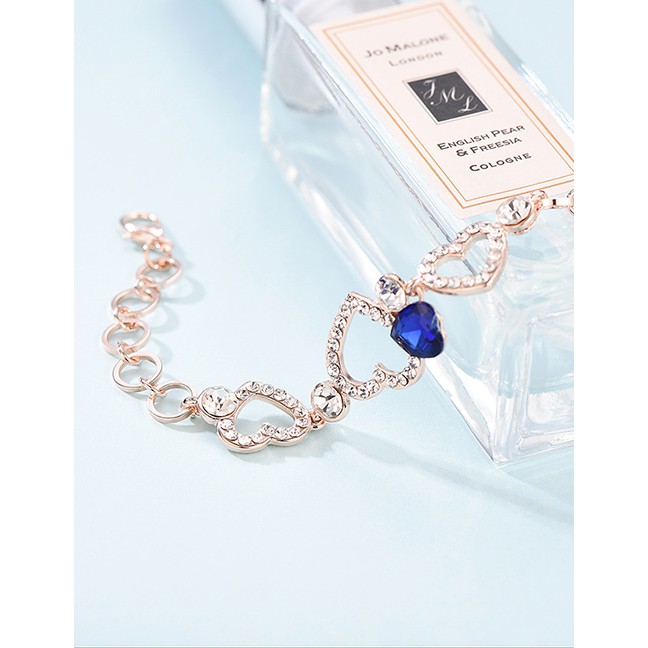 LRC Gelang TanganFashion Sapphire Blue Heart Shape Decorated Bracelet