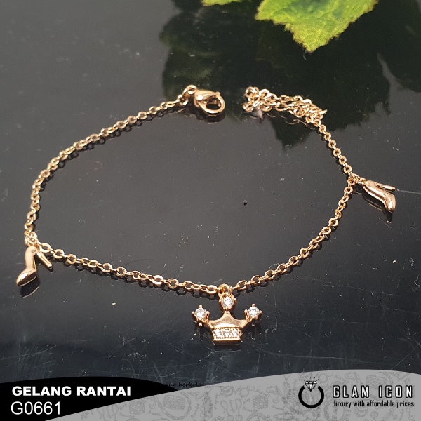 Gelang Rantai Gaya Korea Wanita Aksesoris Gelang Wanita bandul Crown G0661 GRG