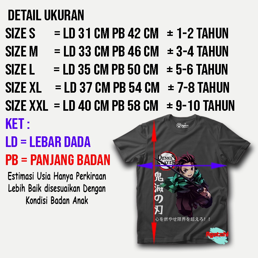 Tanjiro Kamado - Demon Slayer Kimetsu No Yaiba - Anime , Baju Anak / Kaos Atasan Anak / Kaos Distro Anak / Kids T Shirt