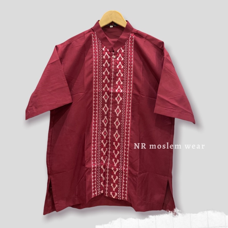 BAJU KOKO WARNA LENGAN PENDEK / BAJU KOKO BORDERAN kode  AS 89