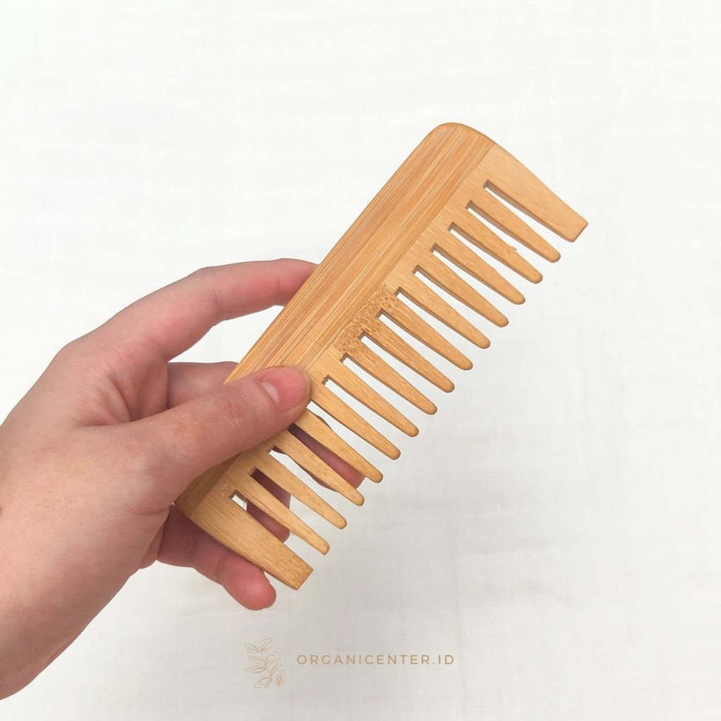 Sisir Bambu Lebar Wooden Comb Wide Tooth Ramah Lingkungan Kayu Bamboo Eco Friendly Estetik Alami Natural Terapi Pijat Kepala Rambut