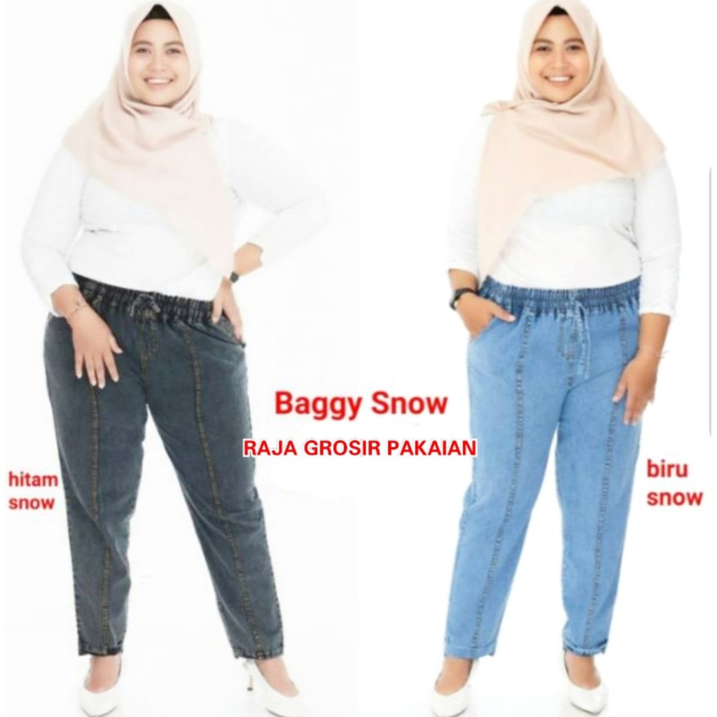 Celana Jeans Baggy Snow / Jeans Premium / Uk. Standar XL Dan Jumbo XXL