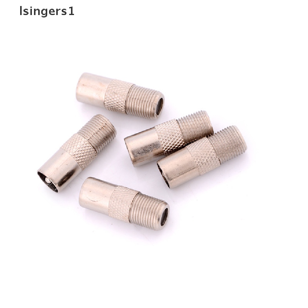 (lsingers1) 5pcs Adapter Konverter TV Tipe F Female Ke RF Coax Aerial Male