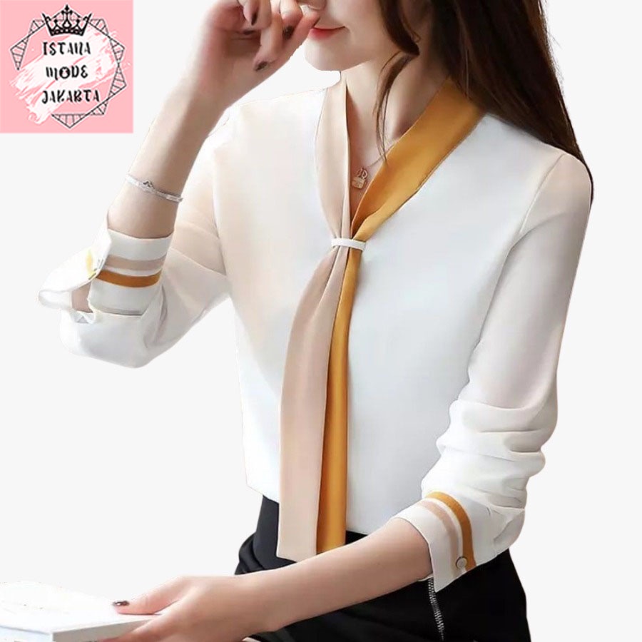 ISTANA MODE JAKARTA Elina baju atasan wanita terbaru blouse korean style blouse wanita lengan panjang-3