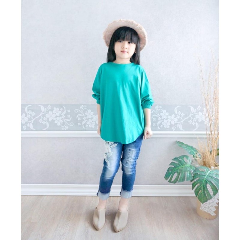 atasan kaos basic top untuk anak usia 4-8 tahun nablfashion