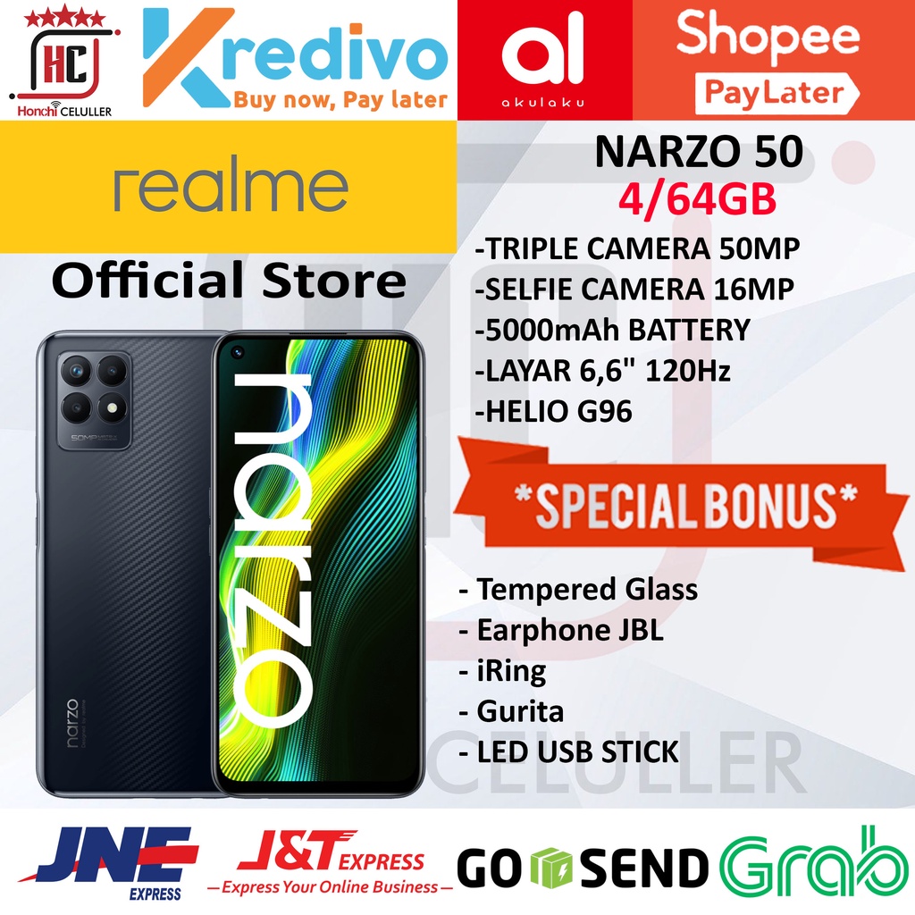 REALME NARZO 50 4/64 4 64 RAM 4GB ROM 64GB GARANSI RESMI REALME INDONESIA