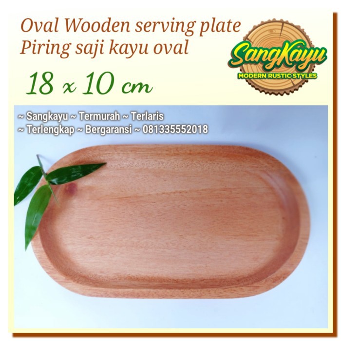 Piring kayu 18x10cm wooden serving plate piring saji kayu oval