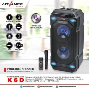 Advance K6D Speaker Portable 6,5 inch x 2 Bluetooth