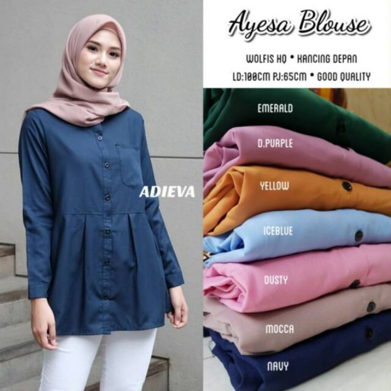 BLOUSE AYESA ATASAN WANITA TERBARU BAHAN WOLFIS