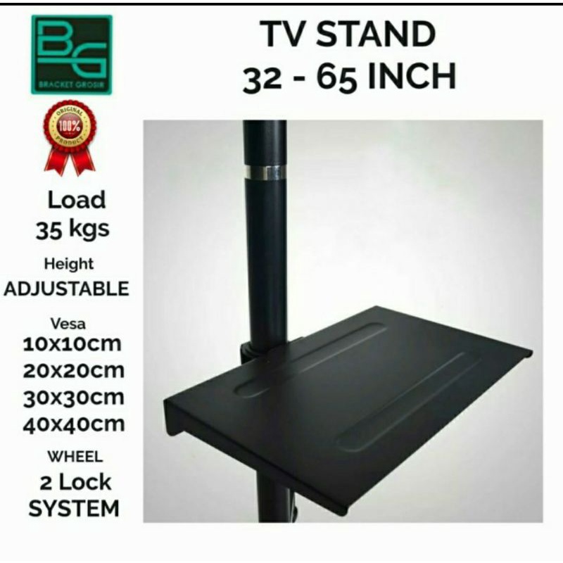 Bracket Breket New Stand TV Roda 32&quot; sampai 65&quot; Premium