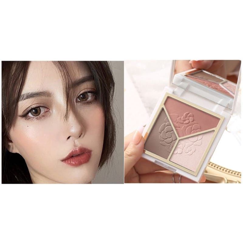 Medan Termurah Highlighter &amp; Repairing palette Tri color Powder Highlighter matte 3 warna