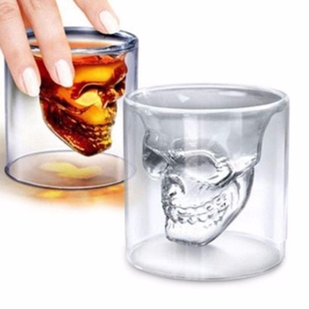 [Elegan] Gelas Tengkorak Lucu Vodka Halloween Dekorasi Hadiah Whiskey Cup Bar Perlengkapan Cangkir Minum