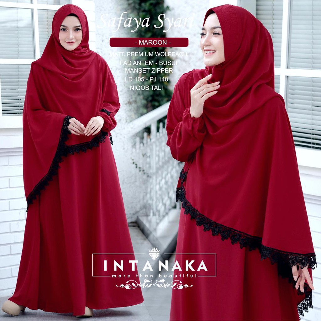 Safaya - Baju Gamis Syari Wanita Set Jilbab Cadar Busui Dress Pesta Cewek Perempuan (COD) Pet Antem