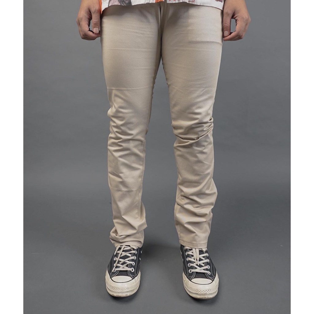 CELANA PRIA SVGE DENIM &quot;PRISMA&quot; CREAM CHINO PANTS RAINBOW ACCENT SELVEDGE | CELANA PRIA DAN WANITA