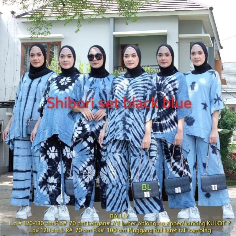 ONE SET SHIBORI WAKA BLACK BLUE SERIES viral