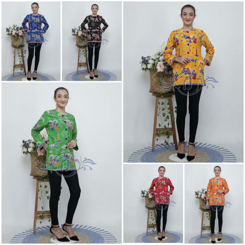 Terlaris Bluse Batik Wanita Motif Ondel-Ondel Terbaru / Bluse Wanita Model Terbaru