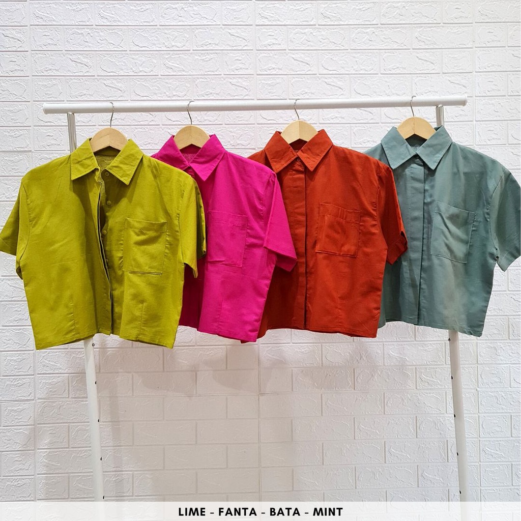 4399 aniersa short one set polos button pocket