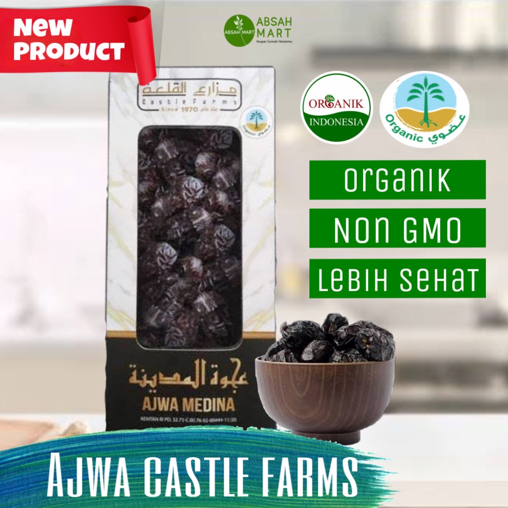 

Organik Kurma ajwa Castle Farms 500 gram medium jumbo Nabi Madinah organic