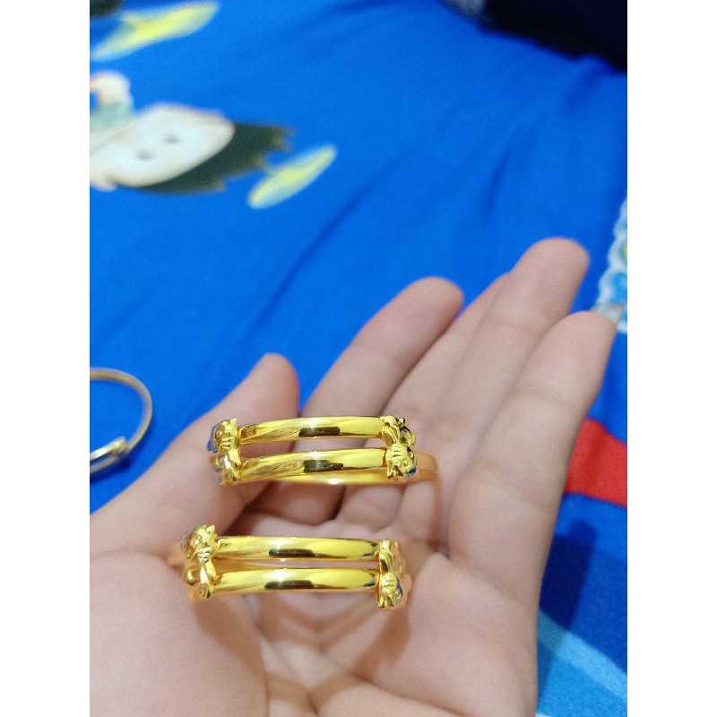 GELANG ANAK SLOT HELLO KITTY POLOS PERAK 925 LAPIS MAS 24K