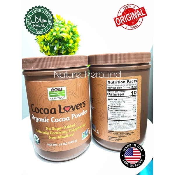

Now Organic cocoa Powder 340g 100%Original