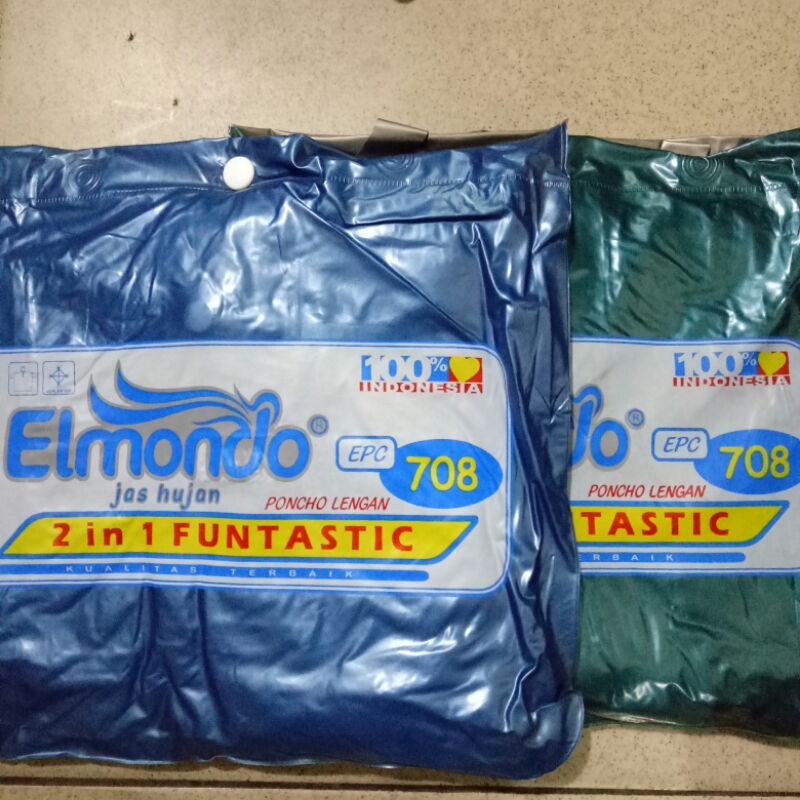 Jas Hujan Elmondo 2 in 1 Funtastic Poncho Lengan EPC 708/Rain coat Poncho 2 kepala