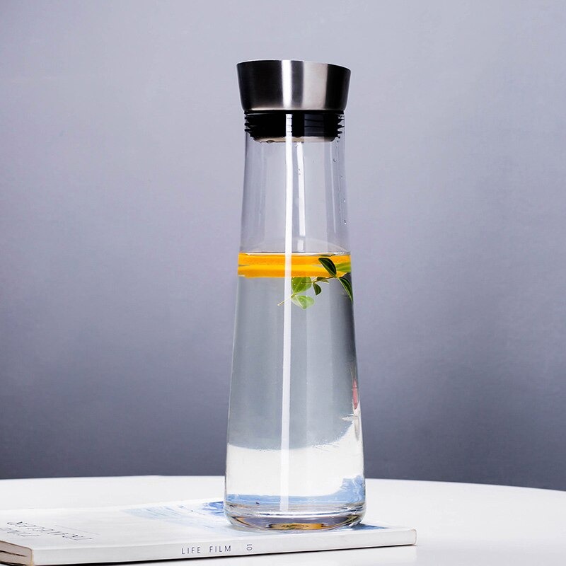 ACRDDK Botol Kulkas Pitcher Teko Kaca Tutup Stainless Steel 1000ml