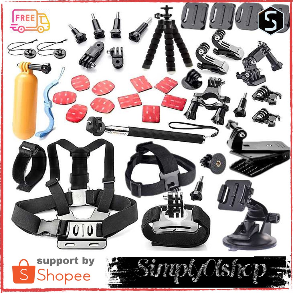 Aksesoris Kamera Aksi Full Set Action Cam GoPro Xiaomi Yi