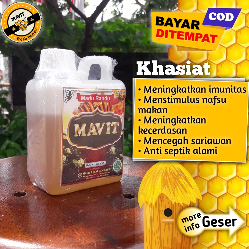 

MADU MAVIT RANDU MURNI ASLI HUTAN 500gr / Madu herbal Randu / Meningkatkan daya tahan tubuh - Sebagai Antioksidan - Melancarkan sistem pencernaan - Sebagai sumber nutrisi - Menambah tenaga - Memelihara kesehatan dan kebugaran tubuh | GROSIR & ECERAN