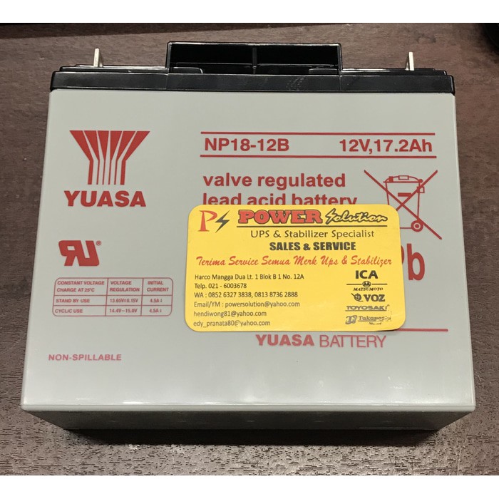 Aki Yuasa NP18-12B Yuasa battery 12v 17,2Ah, Aki Ups Yuasa 12v 17,2Ah