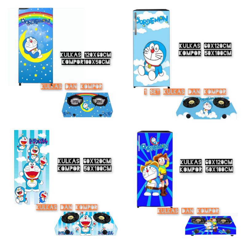 STIKER KULKAS 1 PINTU DAN KOMPOR GAS 2 TUNGKU DORAEMON