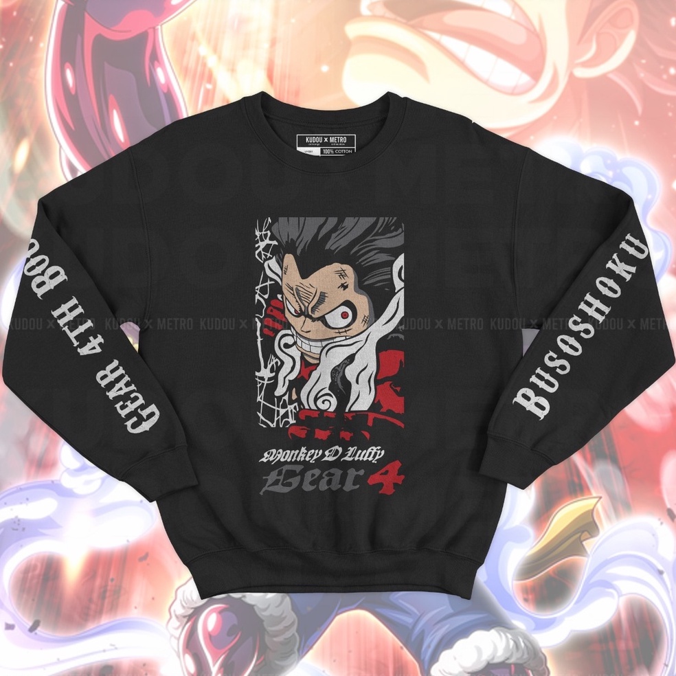 Crewneck Luffy Gear 4th Black Anime Manga One Piece Premium Unisex