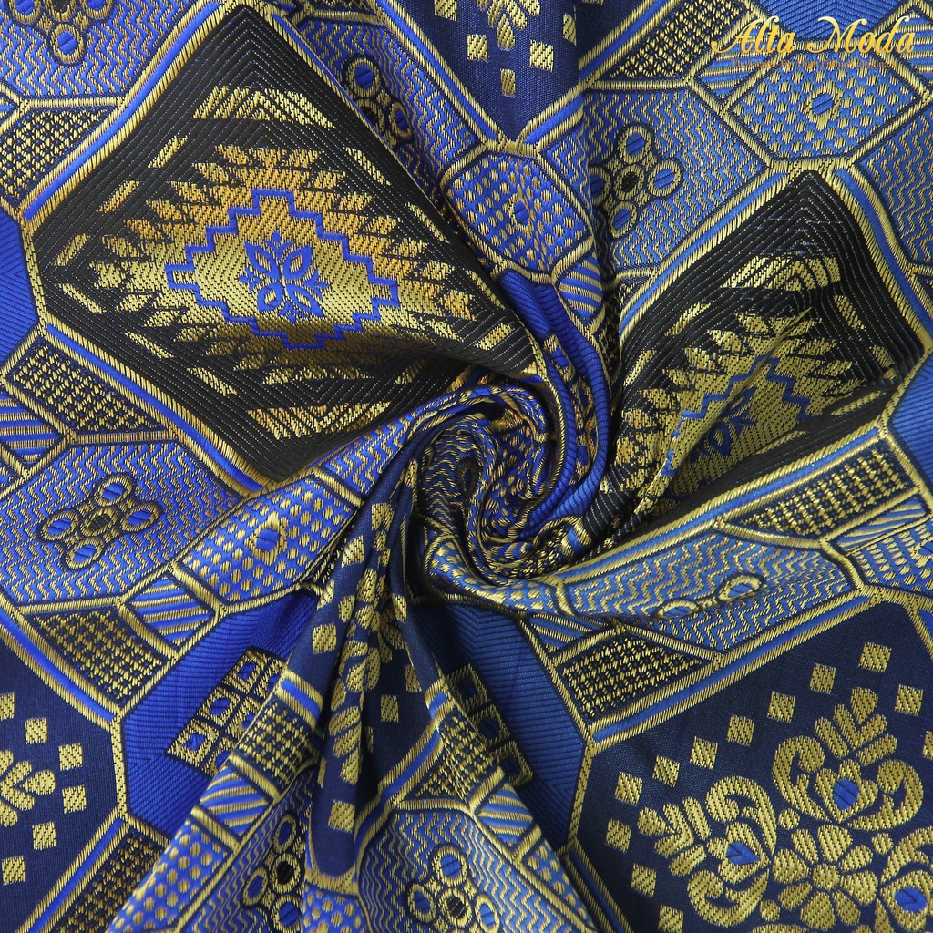 

Alta Moda Songket Motif Palembang Biru Electrik Mix Benang Gold (1M)