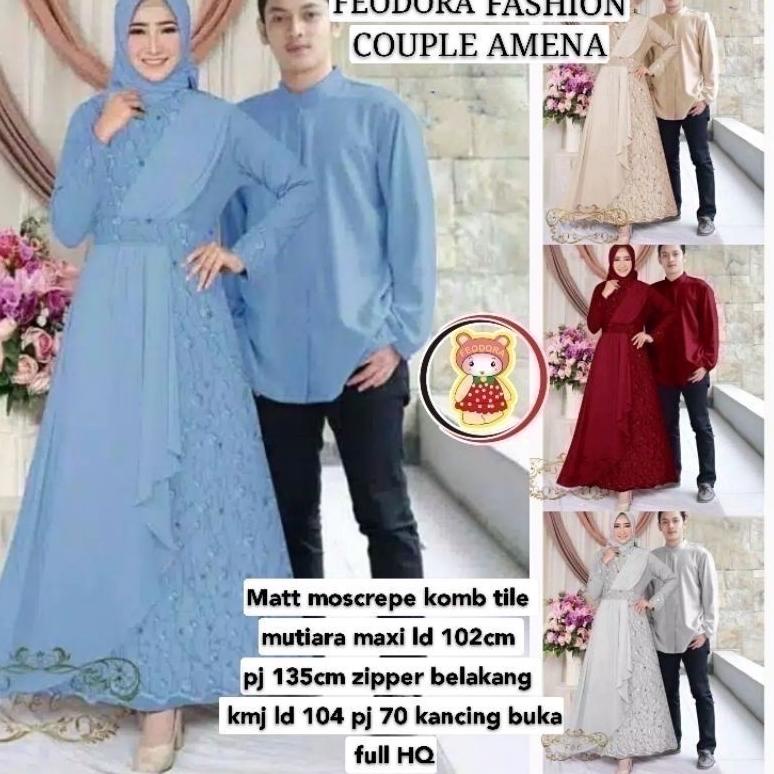 FEODORA/CP AMENA / gamis couple / gamis brukat / baju pasangan / fashion muslim (GOOD QUALITY) ‣ Mpt