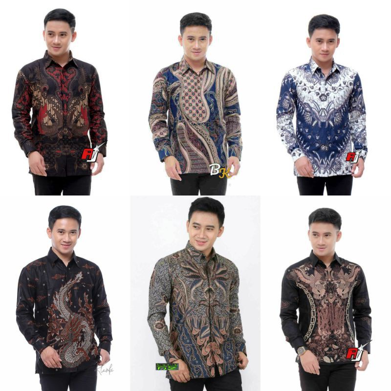 Atasan Batik Pria Lengan Panjang Kenongo Hem Padi Pekalongan M L XL