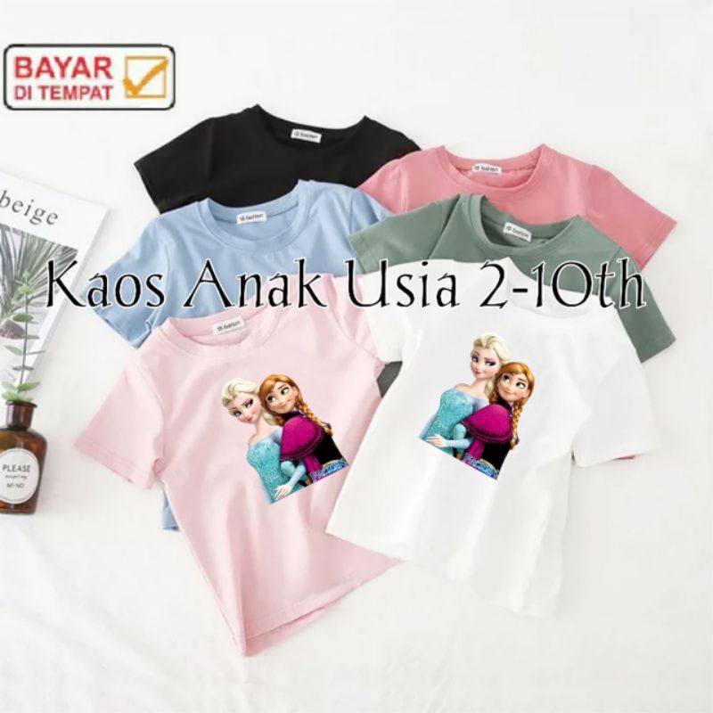 Kaos Anak Perempuan Umur 2-10 Tahun Frozen Atasan Anak Baju Oblong Anak cewek