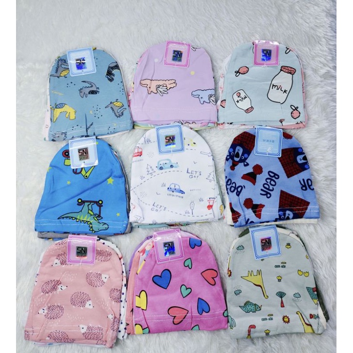 Topi Bayi 5in1 Newborn SNI / Topi Bayi isi 5 / Topi Bayi Kupluk Bahan kaos SNI NextBluefly