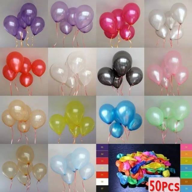 GROSIR ISI 100 - BALON LATEX METALIK 12 INCI TEBAL