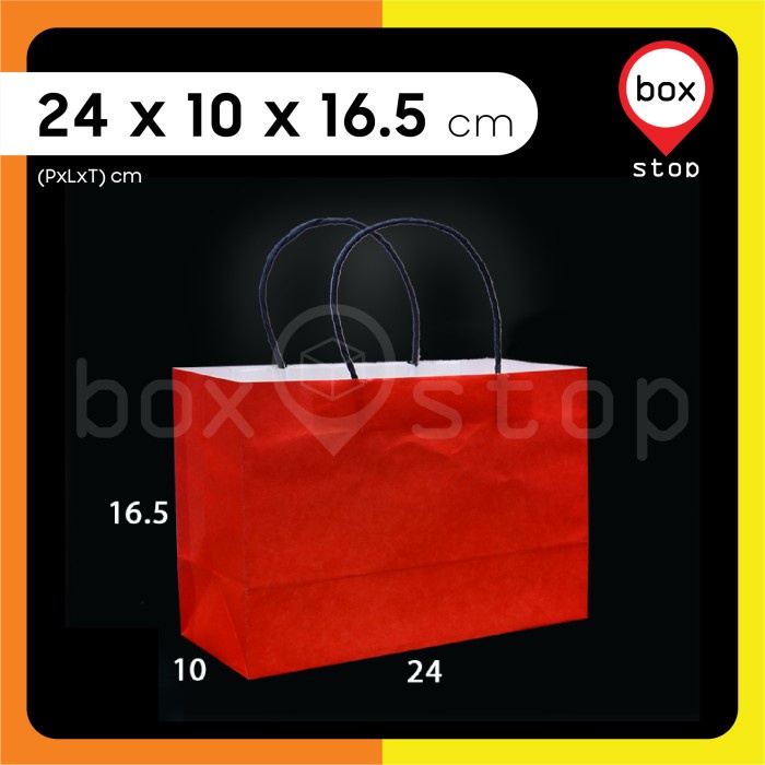 

Paper Bag - Paperbag Polos - MERAH - 24x10x16.5 cm (20 pcs)