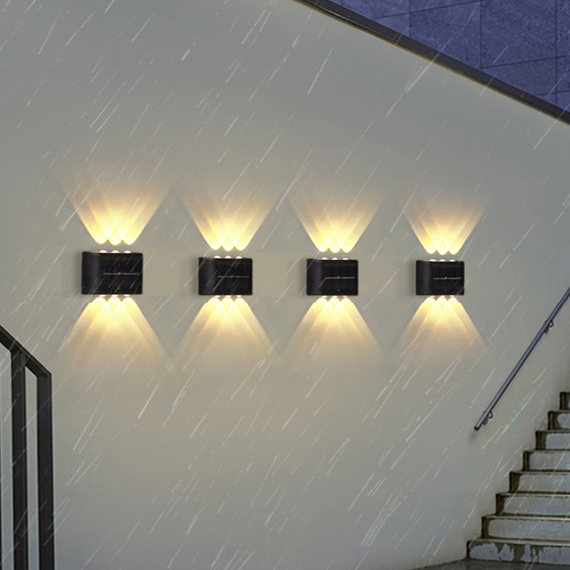 Terbaru 8 Led lampu dinding Taman Solar Cell outdoor tenaga surya lampu hias taman lampu tiang teras