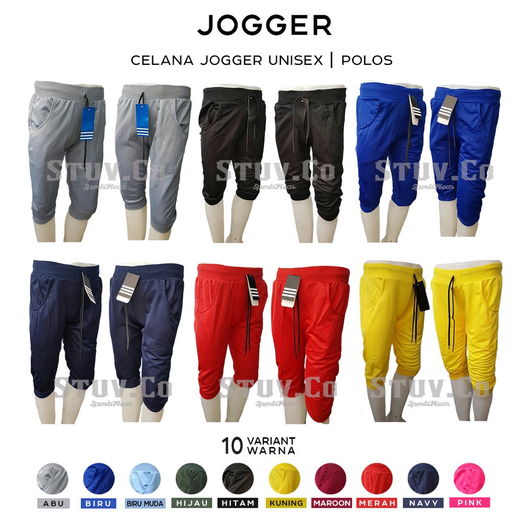 CELANA JOGGER PENDEK 3/4 JOGGER PANTS OLAHRAGA PRIA WANITA JOGGING SENAM GYM FITNE KEREN