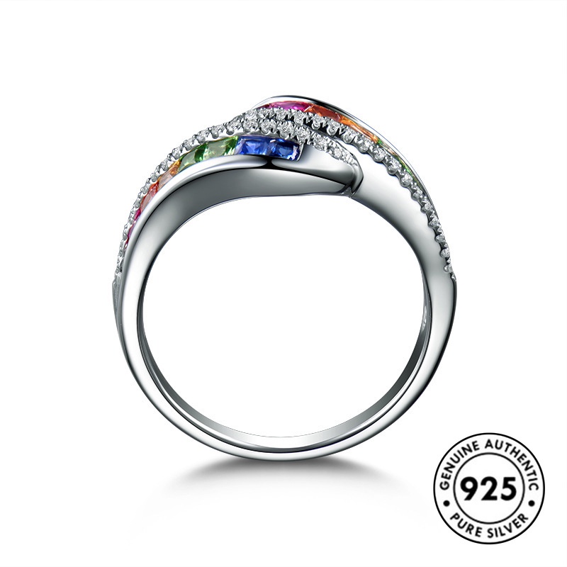 Cincin S925 Silver 18k Gold Moissanite Stackable Untuk Wanita