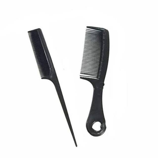 (B047) ISI 2pcs Sisir Hitam Set Polos Unisex Pria Wanita