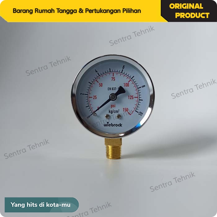 Pressure Gauge Wiebrock Manometer Boiler Setrika Uap 4 6 10 BAR PSI