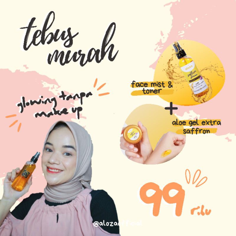 ALOZA Tebus Murah Paket Face Mist + Toner & Aloe Gel Extra Sffron