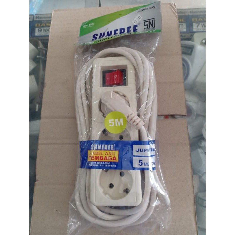 Stop Kontak 3 Lubang 5M/Cok Sambung 3 Lubang 5M/cok sambung 3 lubang 5 meter