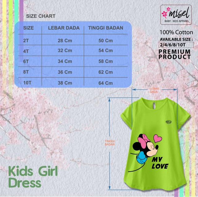 Kaos dress terusan katun anak perempuan terbaru / baju tunik t'shirt misel catton motif lucu vareasi