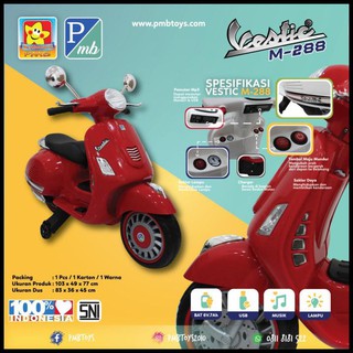 Mainan Anak Motor Aki Vespa Matic Scooter Vestic Pmb M-288 - Putih