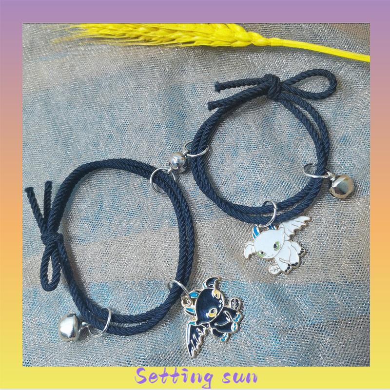 2 Pcs Fashion Magnet Gelang Hitam Dan Putih Toothless Beberapa Gelang Wanita Pria Pasangan Hadiah Perhiasan Aksesoris TN