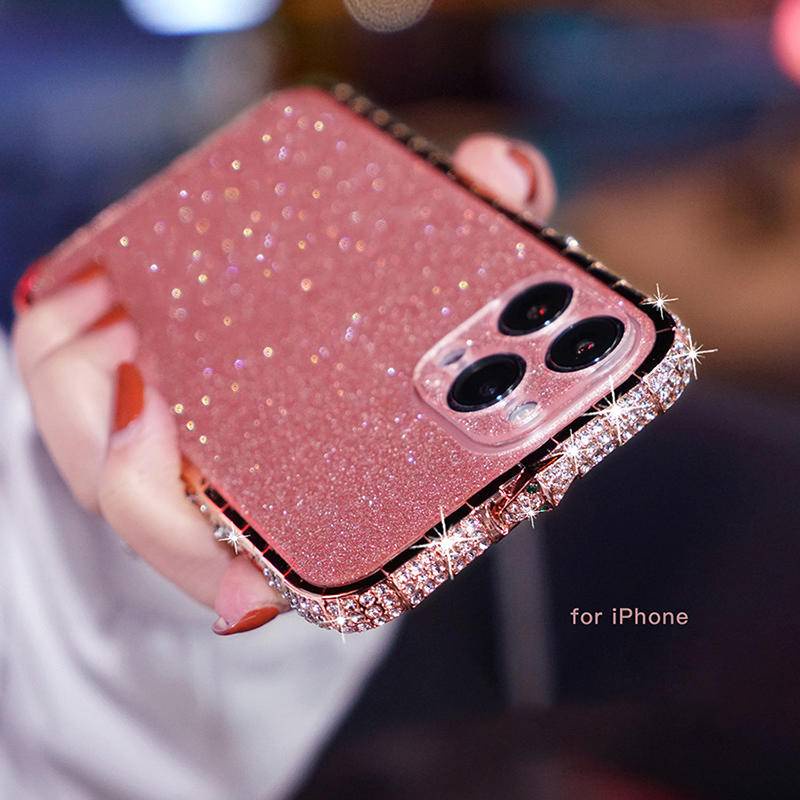 Stiker Bumper Akrilik Motif Kulit Ular + Glitter Untuk iPhone 13 / 12 / 11 Pro MAX / X / XS MAX / XR