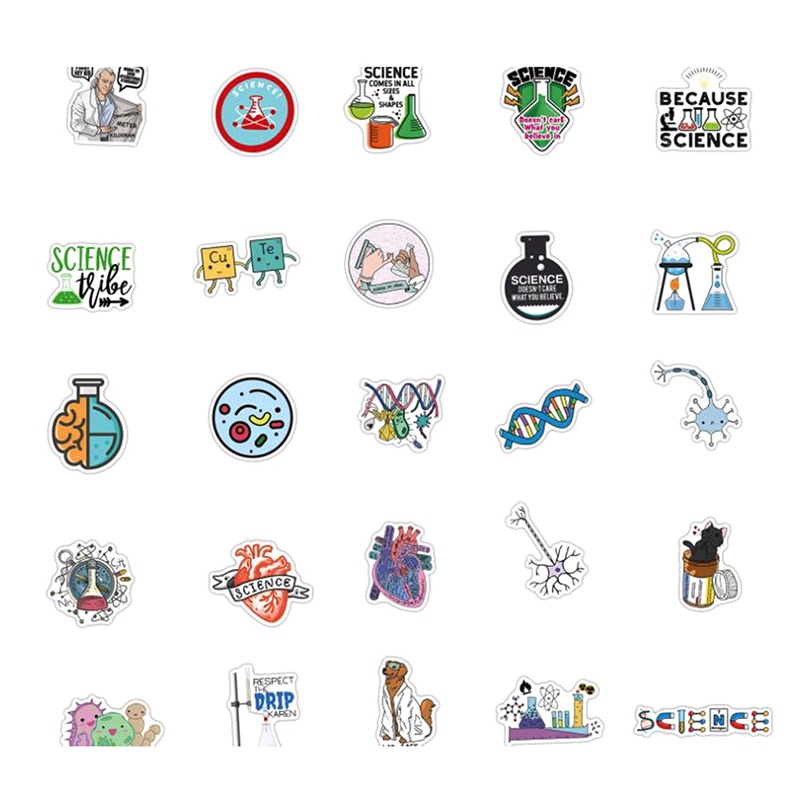 （✔✔❤50pcs Stiker Laboratorium Kimia Untuk Laptop / Handphone / Skateboard / Koper